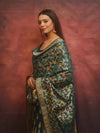 Banarasee Cotton Silk Resham Work Salwar Kameez Fabric With Dupatta-Rama Green