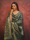 Banarasee Cotton Silk Resham Work Salwar Kameez Fabric With Dupatta-Rama Green
