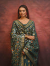 Banarasee Cotton Silk Resham Work Salwar Kameez Fabric With Dupatta-Rama Green