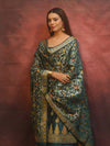 Banarasee Cotton Silk Resham Work Salwar Kameez Fabric With Dupatta-Rama Green