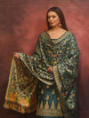Banarasee Cotton Silk Resham Work Salwar Kameez Fabric With Dupatta-Rama Green