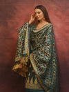 Banarasee Cotton Silk Resham Work Salwar Kameez Fabric With Dupatta-Rama Green