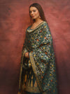 Banarasee Cotton Silk Resham Work Salwar Kameez Fabric With Dupatta-Rama Green