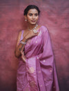 Banarasee Handwoven Semi Silk Saree With Zari Buti Design-Lavender