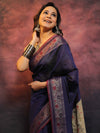 Banarasee Cotton Silk Saree With Resham Border & Pallu-Blue