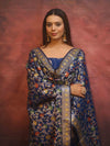 Banarasee Cotton Silk Resham Work Salwar Kameez Fabric With Dupatta-Blue