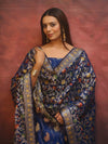 Banarasee Cotton Silk Resham Work Salwar Kameez Fabric With Dupatta-Blue