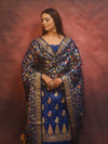 Banarasee Cotton Silk Resham Work Salwar Kameez Fabric With Dupatta-Blue