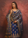 Banarasee Cotton Silk Resham Work Salwar Kameez Fabric With Dupatta-Blue