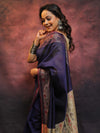 Banarasee Cotton Silk Saree With Resham Border & Pallu-Blue