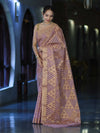 Banarasee Handloom Cotton Silk Saree With Zari & Resham Work-Peach