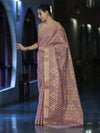 Banarasee Handloom Cotton Silk Saree With Zari & Resham Work-Peach