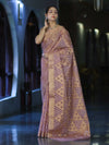 Banarasee Handloom Cotton Silk Saree With Zari & Resham Work-Peach
