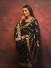 Banarasee Semi-Silk Salwar Kameez Fabric With Dupatta Set-Black