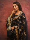 Banarasee Semi-Silk Salwar Kameez Fabric With Dupatta Set-Black