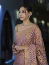 Banarasee Handloom Cotton Silk Saree With Zari & Resham Work-Peach