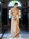 Banarasee Tissue Hand Embroidered Mirror Work Saree With Zari Resham & Ghungroo Work-Peach