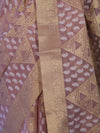 Banarasee Handloom Cotton Silk Saree With Zari & Resham Work-Peach