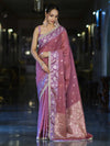Banarasee Handloom Semi Silk Saree With Buti Design Zari Border & Lace-Dusty Pink