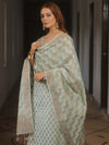 Banarasee Cotton Salwar Kameez Fabric With Dupatta & Resham Zari-Light Blue