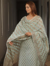 Banarasee Cotton Salwar Kameez Fabric With Dupatta & Resham Zari-Light Blue