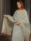 Banarasee Cotton Salwar Kameez Fabric With Dupatta & Resham Zari-Light Blue