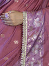 Banarasee Handloom Semi Silk Saree With Buti Design Zari Border & Lace-Dusty Pink