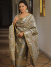 Banarasee Salwar Kameez Semi Katan Silk Fabric With Dupatta-Grey