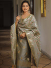 Banarasee Salwar Kameez Semi Katan Silk Fabric With Dupatta-Grey