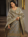 Banarasee Salwar Kameez Semi Katan Silk Fabric With Dupatta-Grey