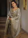 Banarasee Salwar Kameez Semi Katan Silk Fabric With Dupatta-Grey
