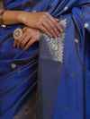 Banarasee Handloom Dual Shade Semi Silk Saree With Zari Buti Work & Border-Blue