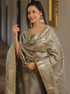 Banarasee Salwar Kameez Semi Katan Silk Fabric With Dupatta-Grey