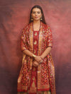 Banarasee Cotton Silk Resham Work Salwar Kameez Fabric With Dupatta-Maroon