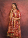 Banarasee Cotton Silk Resham Work Salwar Kameez Fabric With Dupatta-Maroon