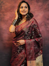 Banarasee Cotton Silk Jamdani Saree With Resham & Zari Design-Wine