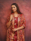 Banarasee Cotton Silk Resham Work Salwar Kameez Fabric With Dupatta-Maroon