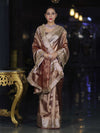 Banarasee Handwoven Plain Tissue Saree With Zari Border & Lace-Light Brown