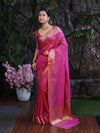 Banarasee Handloom Dual Shade Semi Silk Saree With Zari Buti Work & Border-Dark Pink