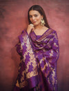 Banarasee Semi-Silk Salwar Kameez Fabric With Dupatta Set-Violet