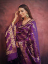 Banarasee Semi-Silk Salwar Kameez Fabric With Dupatta Set-Violet