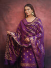 Banarasee Semi-Silk Salwar Kameez Fabric With Dupatta Set-Violet