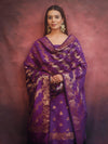Banarasee Semi-Silk Salwar Kameez Fabric With Dupatta Set-Violet