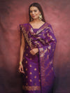 Banarasee Semi-Silk Salwar Kameez Fabric With Dupatta Set-Violet