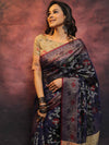 Banarasee Cotton Silk Jamdani Saree With Resham & Zari Design-Blue