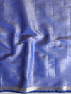 Banarasee Handwoven Striped Tissue Saree With Lace-Blue