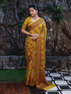 Banarasee Pure Chiffon Saree With Resham Work & Border-Lemon Yellow