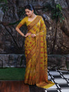 Banarasee Pure Chiffon Saree With Resham Work & Border-Lemon Yellow
