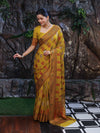 Banarasee Pure Chiffon Saree With Resham Work & Border-Lemon Yellow