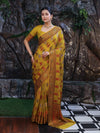 Banarasee Pure Chiffon Saree With Resham Work & Border-Lemon Yellow